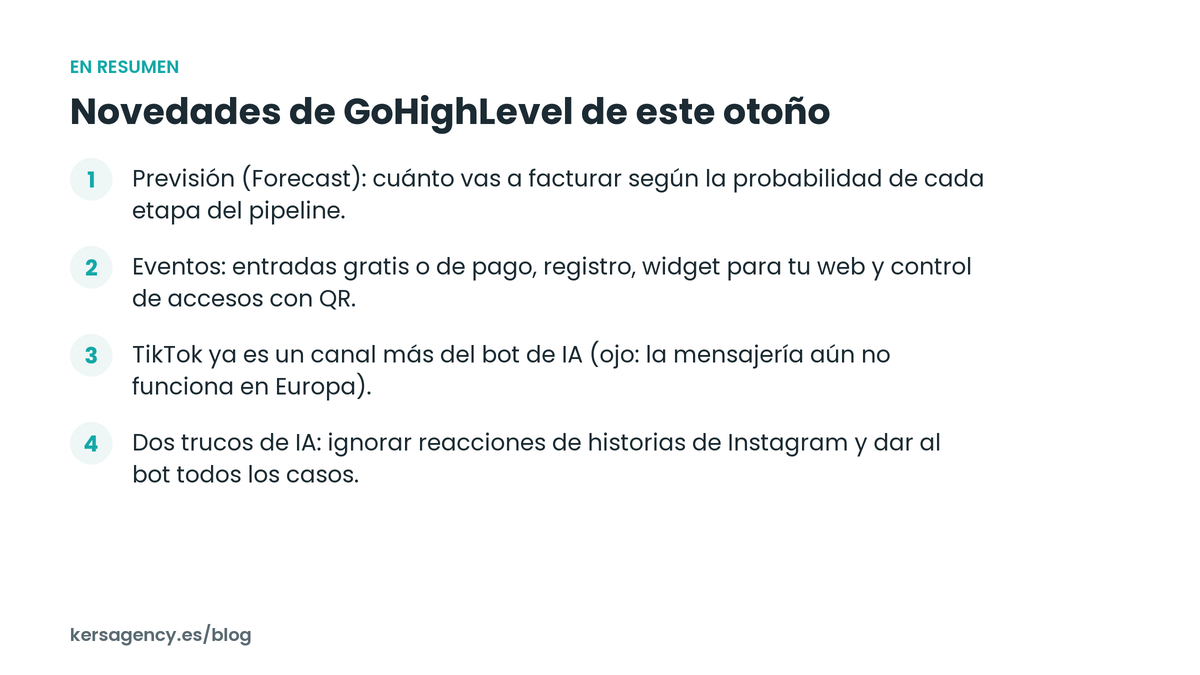 Novedades de GoHighLevel: resumen en cuatro puntos